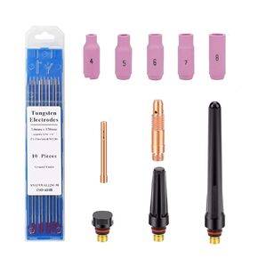 48Pcs TIG Welding Torch Kit Collets Body Alumina Nozzle Back Caps for WP-17/18/26 TIG Welding Torch