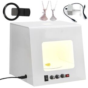Mini Photo Studio Light Box Photography طقم خيمة تصوير محمولة مربع مصباح صور صغير مع 360 درجة من القوس الكهربائي وقوس معلق لعرض عنصر صغير ، 22 سم