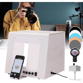 Photography Tent Kit with 360 Electric Turntable/3000-5500k Dimmable Light, Jewelry Photography Studio Light Box Jewelry with Black Background (TB30)