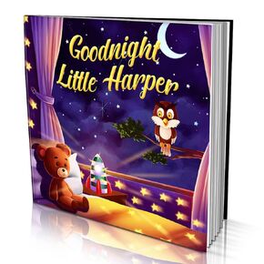 Personalized Story Book by Dinkleboo - "Goodnight" - for Children Aged 0 to 8 Years Old - Tuck Your Baby, Toddler or Young Child in for Sweet Dreams with This Rhyming Story Book. Soft Cover. 8x8"
