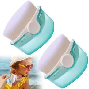2 Pack Sunscreen Applicator for Kids, Sunblock Lotion Brush Set with Protective Caps, Sun Cream Buddy Applicator
