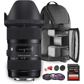 Sigma 18-35mm f/1.8 DC HSM Art Lens for Canon EF (MFR Part # 210-101) Ideal for Professional Portraits Weddings Indoor/Outdoor Adventure, Travel & Photography use + Accessories