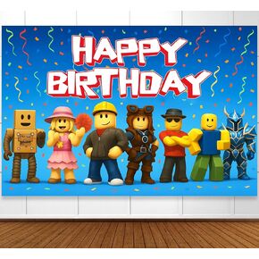 Video Game Birthday Decorations Happy Birthday Banner for Boys 6x4ft Pixel Backdrop Villager Gaming Birthday Party Decorations Video Game Backdrop for Kids Miner Boys Birthday Party Decorations