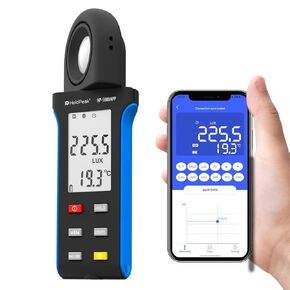 Light Meters, Handheld Digital Light Meter with Temperature, Illuminance Meter, Bluetooth,1-400000Lux, 270 ° Rotatable,LCD Screen