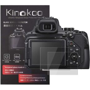kinokoo Screen Protector for Nikon P1000 P1100 P950 Digital camera 0.25mm 9H Hardness Tempered Glass Film for Nikon P1100/P1000 /P950 camera - Bubble Free & Anti-Scratch & Anti-Finger Print (2 Pack)