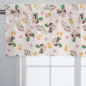 Unisex Mallard Duck Flowers Nursery Short Curtain Valance with Rod Pocket for Boys Girls Kids Toddlers Bedroom Living Room Window Decor-18x54