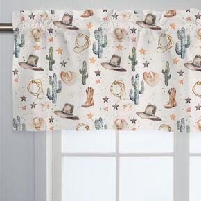 للجنسين Western Cactus Hats Stars Nursery Starter Startain مع جيب قضيب للبنين فتيات الأطفال الصغار غرفة نوم غرفة المعيشة ديكور-18x54