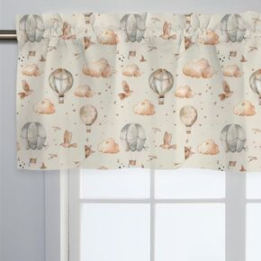 Unisex Hot Air Balloon Clouds Nursery Short Curtain Valance with Rod Pocket for Boys Girls Kids Toddlers Bedroom Living Room Window Decor-18x54