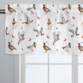 Unisex Ducks Butterflies Leaves Nursery Short Curtain Valance with Rod Pocket for Boys Girls Kids Toddlers Bedroom Living Room Window Decor-18x54