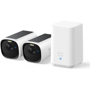 eufy Security eufyCam E40 2-Cam Kit (HomeBase 2), Outdoor Wireless Solar Security Camera, 2K Resolution with Integrated Solar Panel, MaxColor Night Vision, Expandable Local Storage, No Monthly Fee
