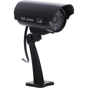 Fake Camera Imitation High Simulation CCTV Camera for Use Bracket Flashing Led Light Solar Power AAA Rechargeable Battery Black