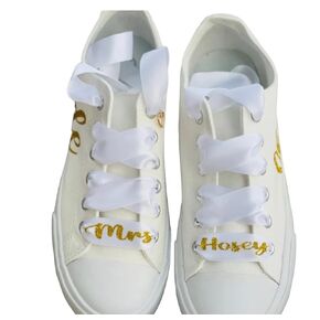 Bride -Wedding Custom Shoes- Gold Wedding Sneakers- Personalized (7)