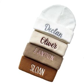 Embroidered Name Newborn Beanie Hat, Custom Warm Newborn Hats, Personalized Knit Hats for Adualt