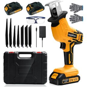 Cordless Reciprocating Saw, 2.0Ah Battery x2, Cordless Variable Speed, Blades Kit for Wood/Metal/PVC Cutting YL5