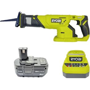 Ryobi 18-Volt Cordless Reciprocating Saw Kit with a 4Ah Battery and Charger (No Retail Packaging, Bulk Packaged)