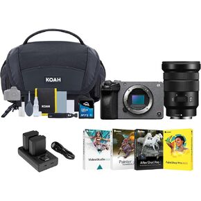 Sony Fx30 Cinema Line Super 35 Camera with 18-105mm F/4 G OSS Lens for Content Creators Bundle with 128 Gb SD Card, Art Suit Softwares, Camera Gadget Bag, and Accessories (6 Items)