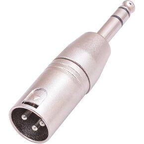 Male 1/4" to Male Adapter, 6.35mm to 3 Pin Socket Connector, Quarter Inch Socket to Plugs Conveter