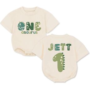 Custom Oneasaurus Birthday Romper Boy, Dinosaur First Birthday Outfit, First Birthday Outfit Boy, Saurus