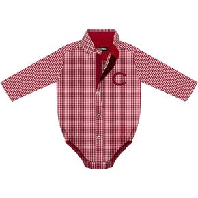 Creative Knitwear College Baby Infant Bodysuit - Gingham Long-Sleeve Button Up, Team Logo, for Boys (0-9 Months)