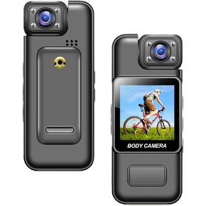 Sanpyl HD 4K Body Cam with 180° Rotating Lens, Smart Motion Detection and IR Cut Auto Night Vision, Cyclic Video, Portable Video Camera for Civilians Police Law Enforcement
