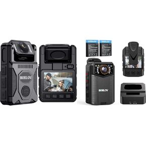 BOBLOV M7 128G 1080P HD Body Camera with 180 Rotatable Lens, 4000mAh Battery with GPS Body Cam, Last 14 Hours Video Recording Body Camera 4K B4K6 with 2PCS 3000mAh Batteries, 128GB Body Cam