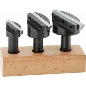 Bluefox Fly Cutter Holder Set 3 Pcs with ½ Inch Shank and HSS Square Tool Bits Metal Lathe Milling Machine Fly Cutting Tool with Wooden Stand | Milling Fly Cutters 1/2" Shank | 3 in Fly Cutter