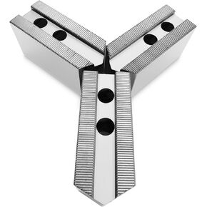 8" Lathe Chuck Serrated Steel Soft Jaws Set (3 Pcs) for Kitagawa (B-208)/Samchully type Power Chucks, Steel, Pointed, Extra Tall, 4" Height- By Turner Workholding