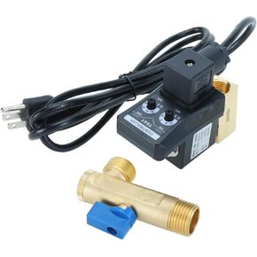 1/2" AC 110V Automatic Timed Condensate Drain Valve with Power Cable, Electronic Automatic 2-way Direct-acting Drain Valve for Air Compressor Water Tank