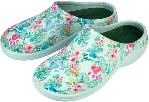 Lightweight Paw Print Garden Clogs Comfortable & Breathable Slip-On Shoes for Gardening in Saudi Arabia