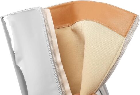 Women's Silver Mirror Boots Fashion Pointed Toe Mid Heel Short Boots Mid-Calf Shoes in Saudi Arabia