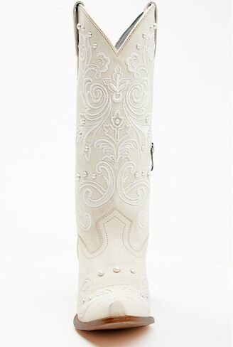 Missheel White Cowboy Boots for Women Mid العجل الزفاف مع اللؤلؤ in Kuwait