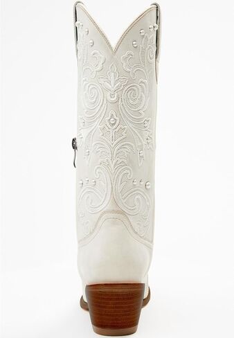 Missheel White Cowboy Boots for Women Mid العجل الزفاف مع اللؤلؤ in Kuwait
