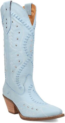 Dingo Womens Pretty n 'Pink Possered Studed Snip Toe سحب على أحذية غير رسمية منتصف العجل منتصف الكعب 2-3 " - الأزرق in Saudi Arabia