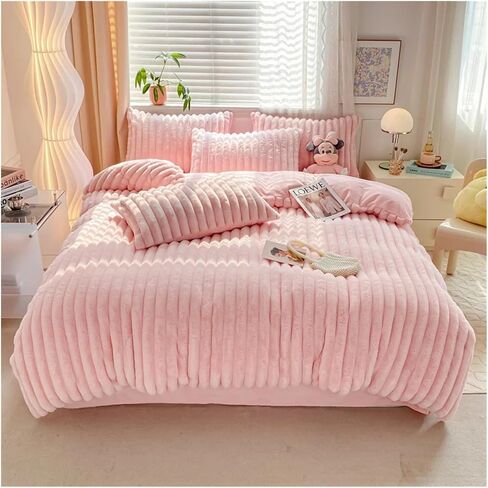 Bed Four Pieces Set Plush Bedding Set Fluffy Soft Duvet Cover Sheet Pillowcase(Single Size 3pcs) in Saudi Arabia