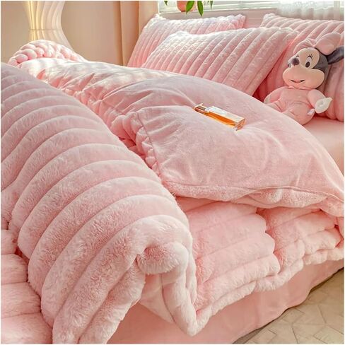 Bed Four Pieces Set Plush Bedding Set Fluffy Soft Duvet Cover Sheet Pillowcase(Single Size 3pcs) in Saudi Arabia