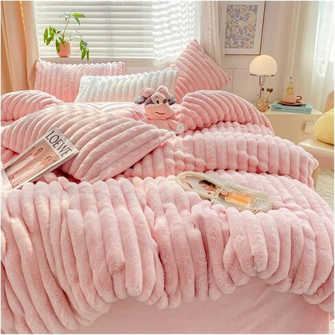 Bed Four Pieces Set Plush Bedding Set Fluffy Soft Duvet Cover Sheet Pillowcase(Single Size 3pcs) in Saudi Arabia