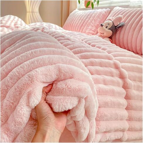 Bed Four Pieces Set Plush Bedding Set Fluffy Soft Duvet Cover Sheet Pillowcase(Single Size 3pcs) in Saudi Arabia