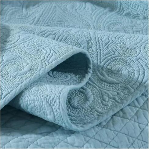 Bed Four Pieces Set 3pcs Luxury Cotton Bedspread on The Bed Plaid Quilted Bed Cover Double bedspreads and coverlets Summer Blanket Mattress Topper(Blu,3pcs 250cmx270cm) in Saudi Arabia