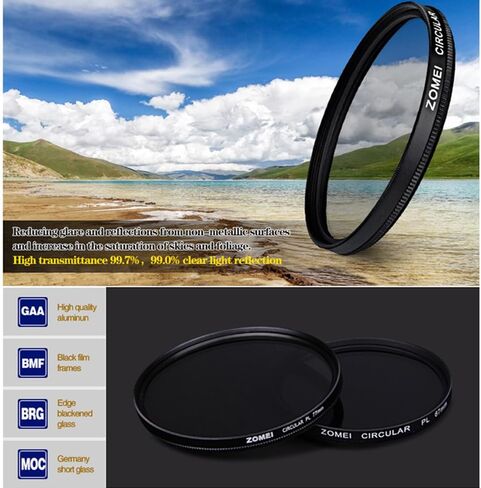 ZOMEI 62mm CPL Polarizing Filter Eliminate Reflection, for Nikon, Sony, Olympus, Pentax, Tamron, Sigma & Other DSLR Cameras in Saudi Arabia