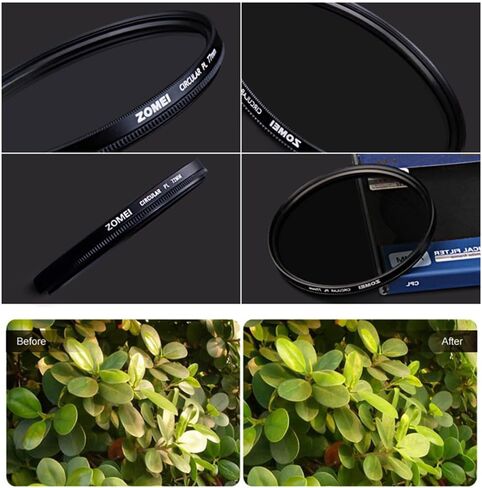 ZOMEI 62mm CPL Polarizing Filter Eliminate Reflection, for Nikon, Sony, Olympus, Pentax, Tamron, Sigma & Other DSLR Cameras in Saudi Arabia