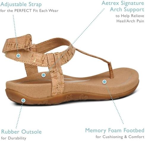 AETREX JANE SANDOPEDIC THONG SANDALS للنساء - الصنادل النسائية القابلة للتعديل في الكاحل مع دعم القوس in Saudi Arabia