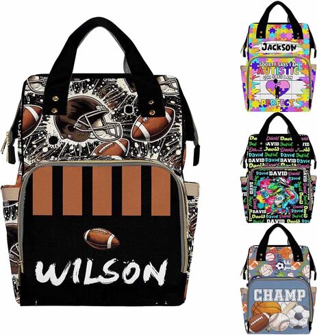 Custom Diaper Bag with Name,Personalized Diaper Bag Backpack &Insulated Water Bottle Mother Gift for Boys Girls,Baby Travel Bag Nursing Diaper Mommy Backpack with Adjustable Shoulder Straps Nappy Bag in Saudi Arabia