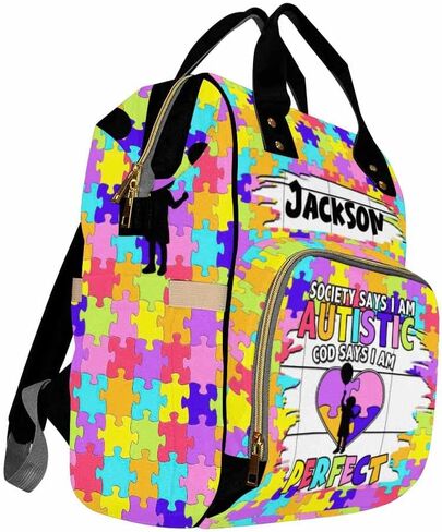 Custom Diaper Bag with Name,Personalized Diaper Bag Backpack &Insulated Water Bottle Mother Gift for Boys Girls,Baby Travel Bag Nursing Diaper Mommy Backpack with Adjustable Shoulder Straps Nappy Bag in Saudi Arabia