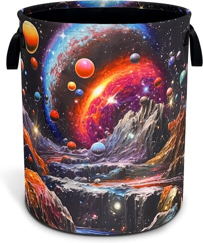 Dream Galaxy Mountains Laundry Basket Funny Oxford Cloth Laundry Hamper With Handle Foldable Portable Clothes Storage Basket 18.9 X 16.5 In Storage Bag For Laundry Room/Bathroom/Bedroom/Dormitories in Saudi Arabia