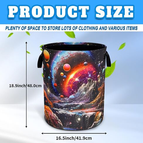 Dream Galaxy Mountains Laundry Basket Funny Oxford Cloth Laundry Hamper With Handle Foldable Portable Clothes Storage Basket 18.9 X 16.5 In Storage Bag For Laundry Room/Bathroom/Bedroom/Dormitories in Saudi Arabia