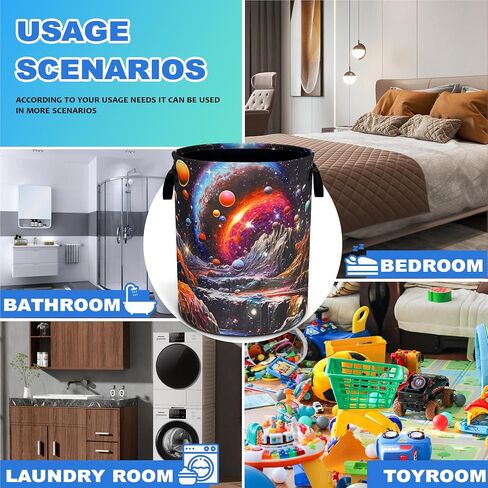 Dream Galaxy Mountains Laundry Basket Funny Oxford Cloth Laundry Hamper With Handle Foldable Portable Clothes Storage Basket 18.9 X 16.5 In Storage Bag For Laundry Room/Bathroom/Bedroom/Dormitories in Saudi Arabia