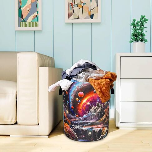Dream Galaxy Mountains Laundry Basket Funny Oxford Cloth Laundry Hamper With Handle Foldable Portable Clothes Storage Basket 18.9 X 16.5 In Storage Bag For Laundry Room/Bathroom/Bedroom/Dormitories in Saudi Arabia