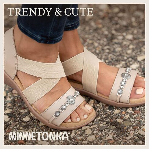 MINNETONKA Brenn - Dressy Slide Sandals for Women with a Classic Slip-On Design, Padded Rubber Soles, and Metal Accents and Ornaments in Saudi Arabia