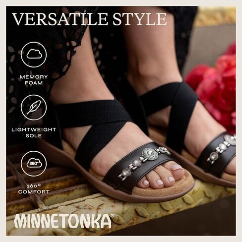 MINNETONKA Brenn - Dressy Slide Sandals for Women with a Classic Slip-On Design, Padded Rubber Soles, and Metal Accents and Ornaments in Saudi Arabia