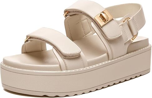 Rihero Women's Comfortable Open Toe Platform Sandals Fashion One Band Summer Dressy Flatform Sandals in Kuwait